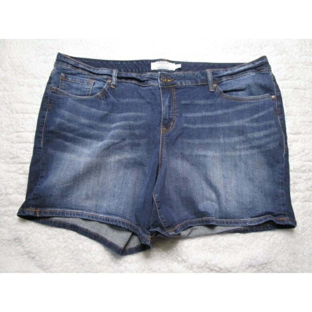 Torrid Denim Shorts Womens Plus Size Jeans Size 24 Dark Wash High Rise
